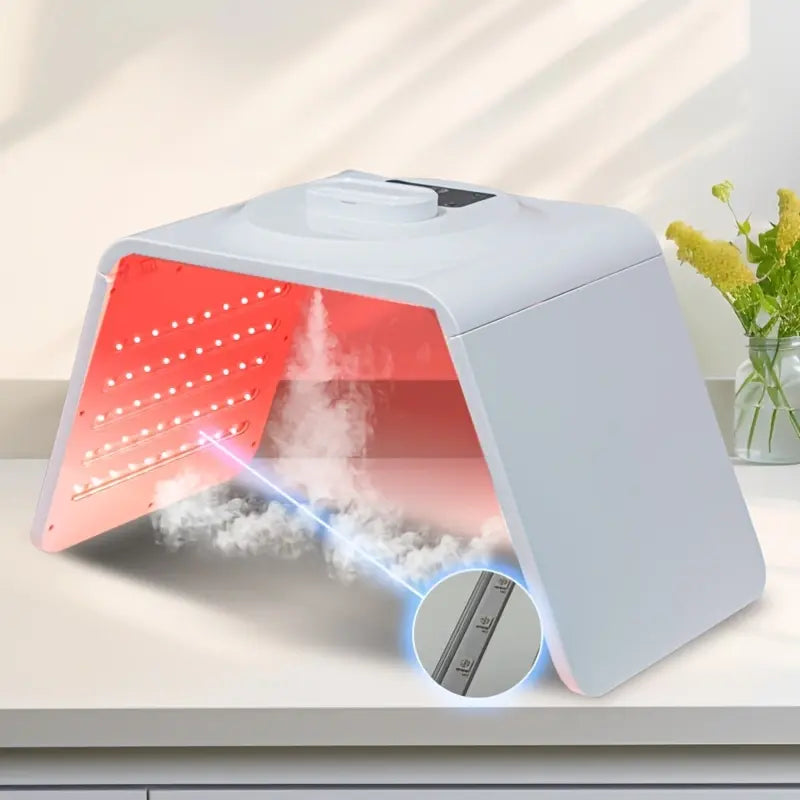 [Renhui] 7-Color LED Spectrum Facial Beauty Machine, Foldable Face Steamer with Spray Function, Hydrating Skin Care Equipment for Family Spa, Ideal Gift for Women
